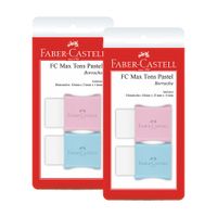 Kit Borracha Faber-Castell Max Branca Capa Plastica Tons Pastel com 4 Unidades Cores Diversas Kit081